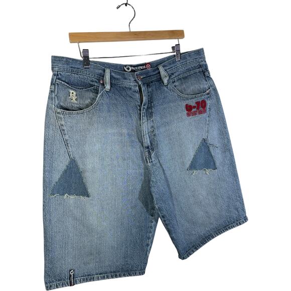 Vintage Bklyn Xpress Patchwork Denim Shorts 39 - Picture 4 of 7